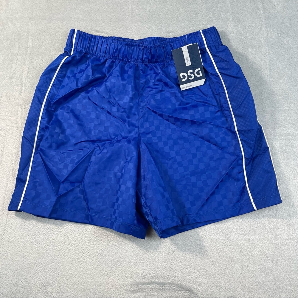 NWT DSG Boys Large Blue Woven Soccer Shorts Athletic Sports Activewear